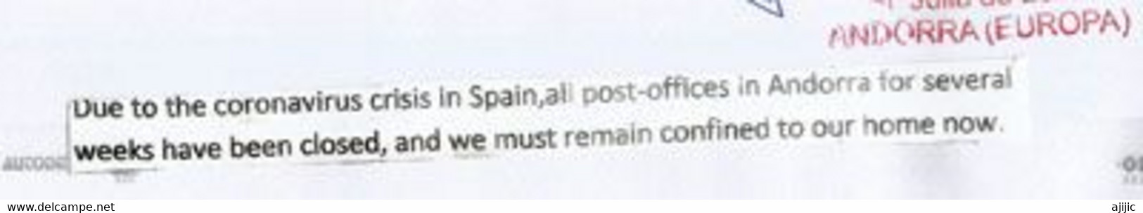 Lettre D'Andorre Envoyée En Finlande Pendant Confinement Covid-19,  Return To Sender. Deux Photos - Covers & Documents