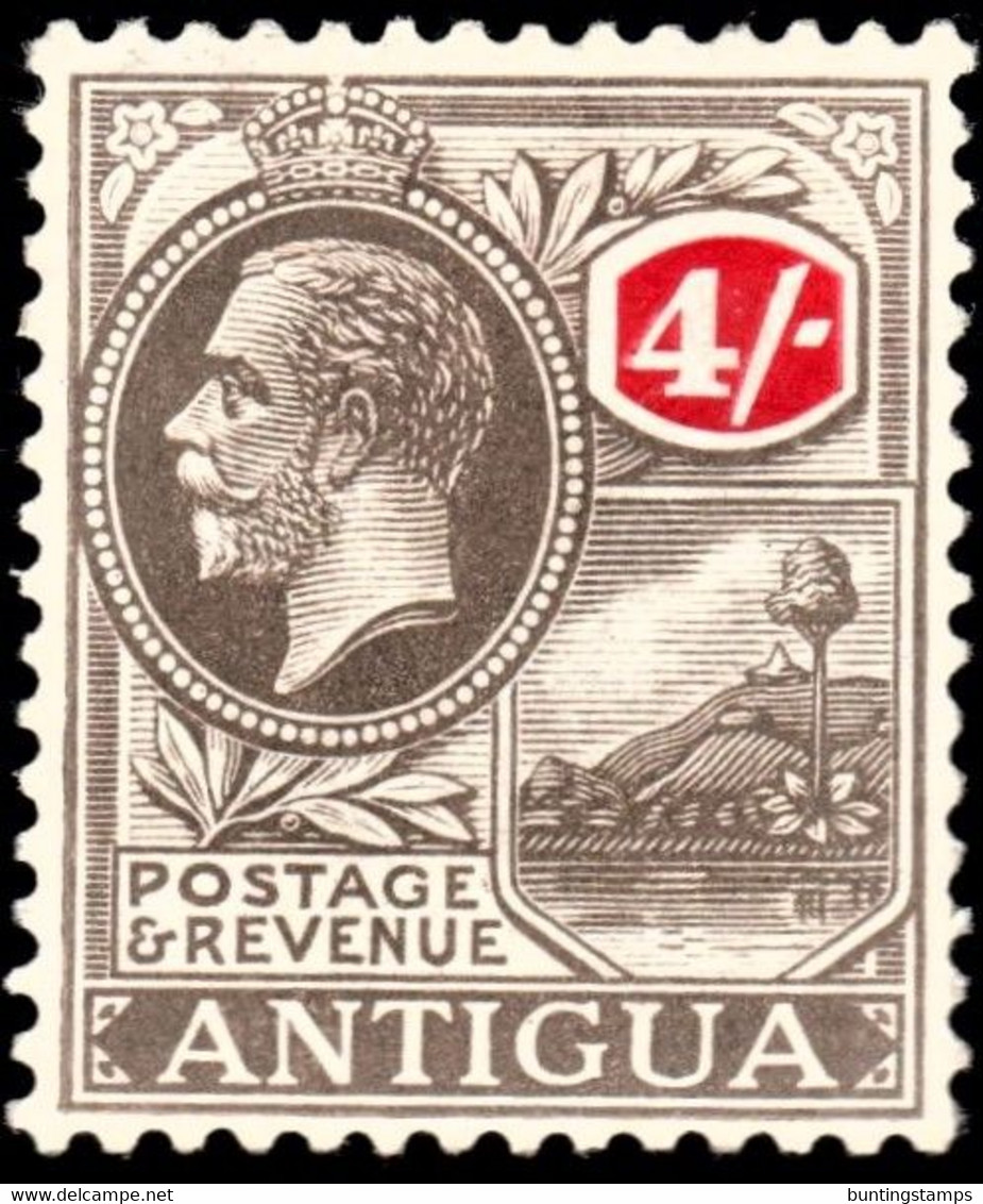 Antigua 1922 SG 80  4/= Grey-black And Red  Mult Script CA  Perf 14   Mint - 1858-1960 Kronenkolonie