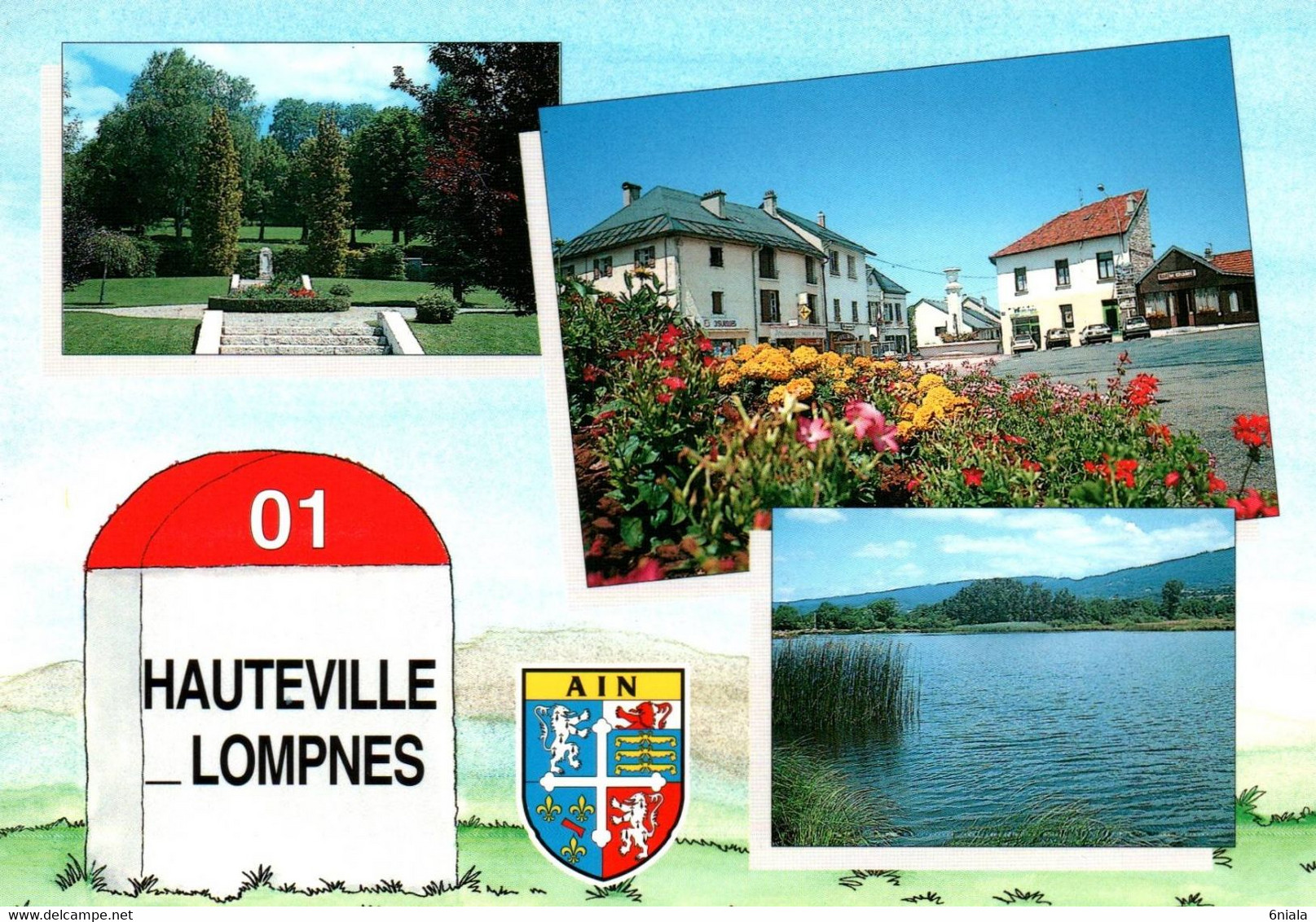 6167 Carte Postale HAUTEVILLE LOMPNES  (blason,  Borne Kilométrique )     (scan Recto-verso) 01 Ain - Hauteville-Lompnes