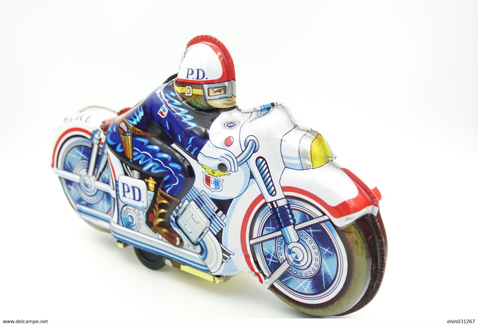 Vintage TIN TOY CAR : Maker UNKNOWN - N° 51 Police Motorcycle Cafe Racer Friction Litho - 22cm - JAPAN - 1970's - - Collectors Et Insolites - Toutes Marques