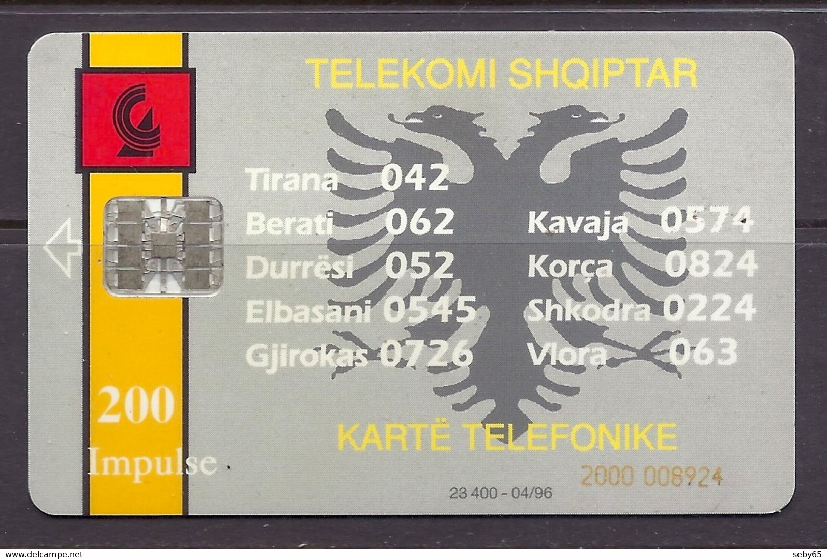 Albania 2000 - Telekomi Shqiptar, Coat Of Arms, 200 Impulse, Used - Usate - Albanien