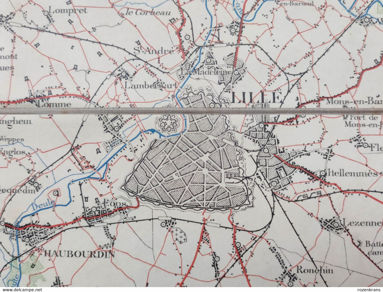 Carte Topographique Toilée Militaire STAFKAART 1912 Tournai Roubaix Lille Armentieres Lens Douai - Topographical Maps