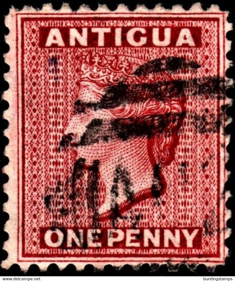 Antigua 1884 SG 24  1d Carnine-red  Wmk Crown CA    Perf 12   Used A02 Cancel - 1858-1960 Kolonie Van De Kroon