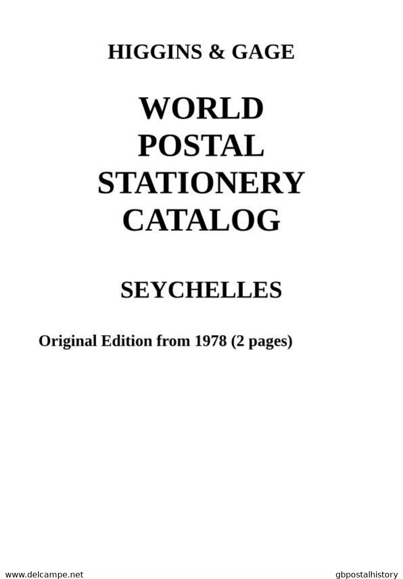 Higgins & Gage WORLD POSTAL STATIONERY CATALOG SEYCHELLES (PDF-File) - Ganzsachen