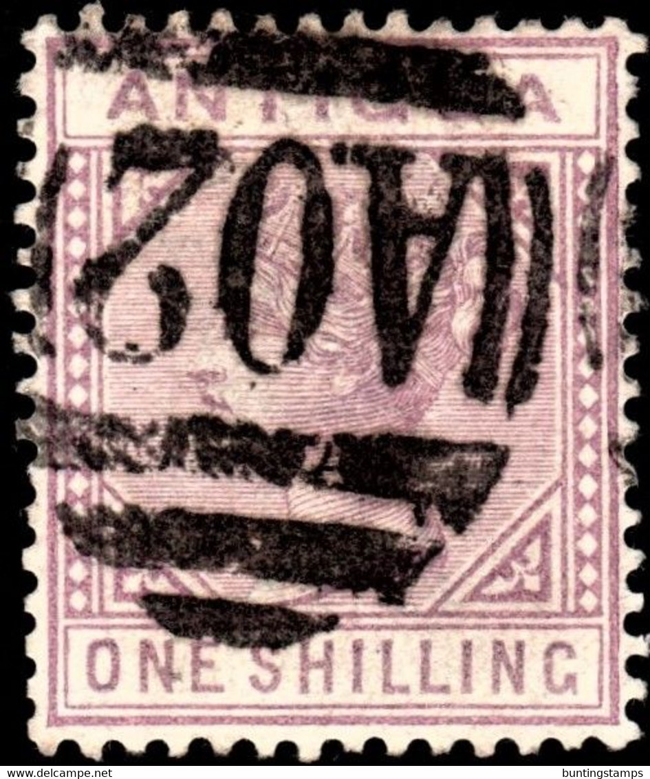 Antigua 1886 SG 30  1/= Mauve  Wmk Crown CA    Perf 14   Used A02 Cancel - 1858-1960 Kolonie Van De Kroon