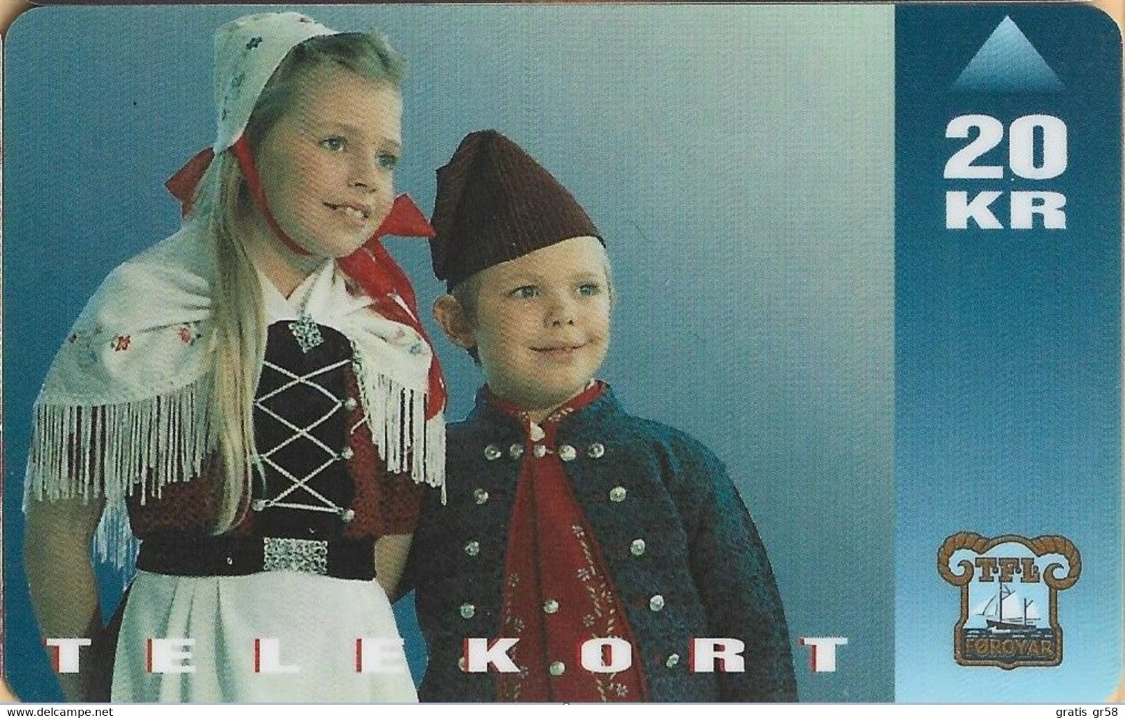 Faroe Isl. - FO-FOT-0009, National Costume, Children, 20 Kr, 15,000ex, 3/95, Used - Isole Faroe