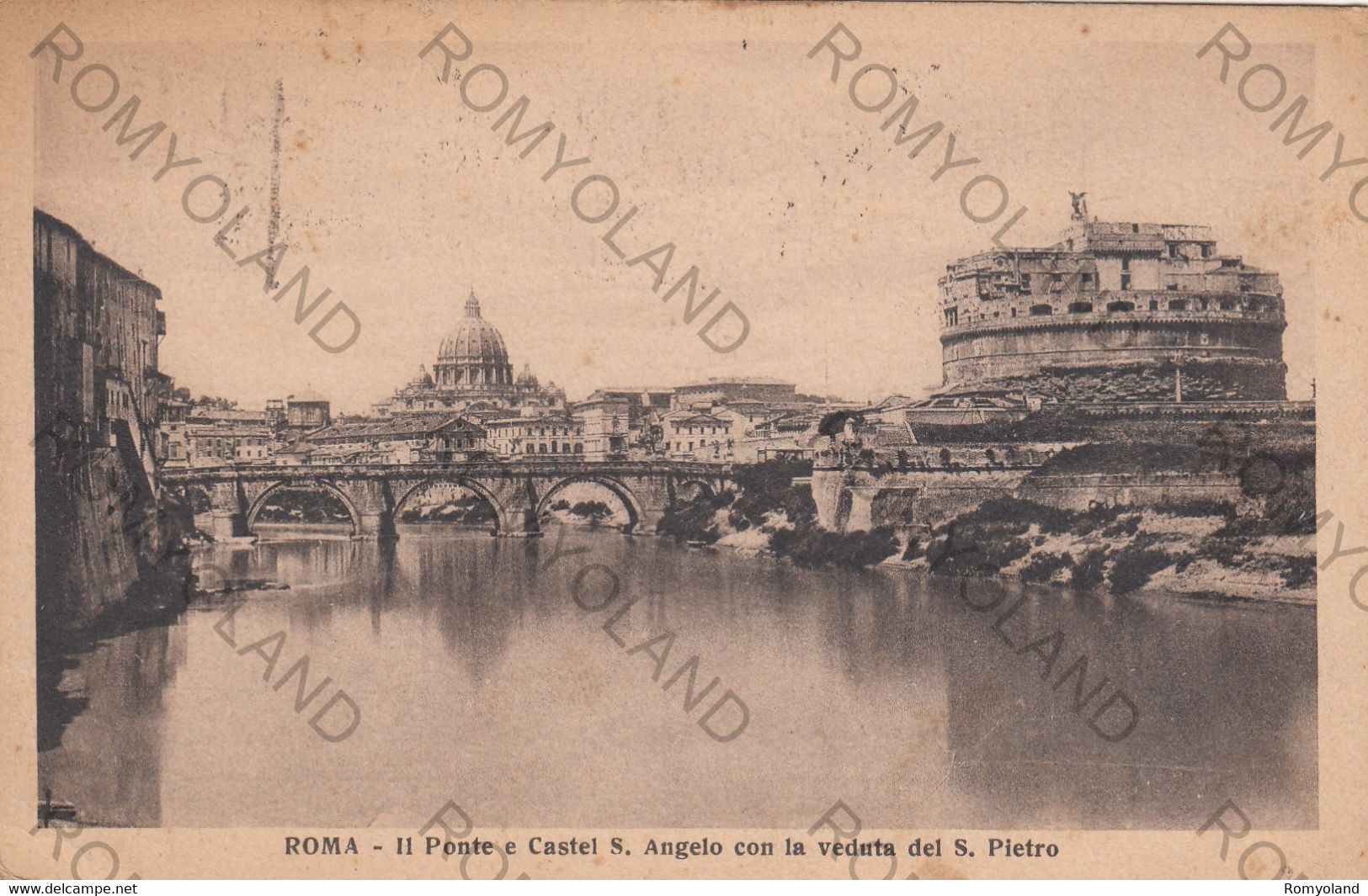 CARTOLINA  ROMA,LAZIO.IL PONTE E CASTEL S.ANGELO CON LA VEDUTA DEL S.PIETRO,BELLA ITALIA,STORIA,CULTURA,VIAGGIATA 1928 - Ponti