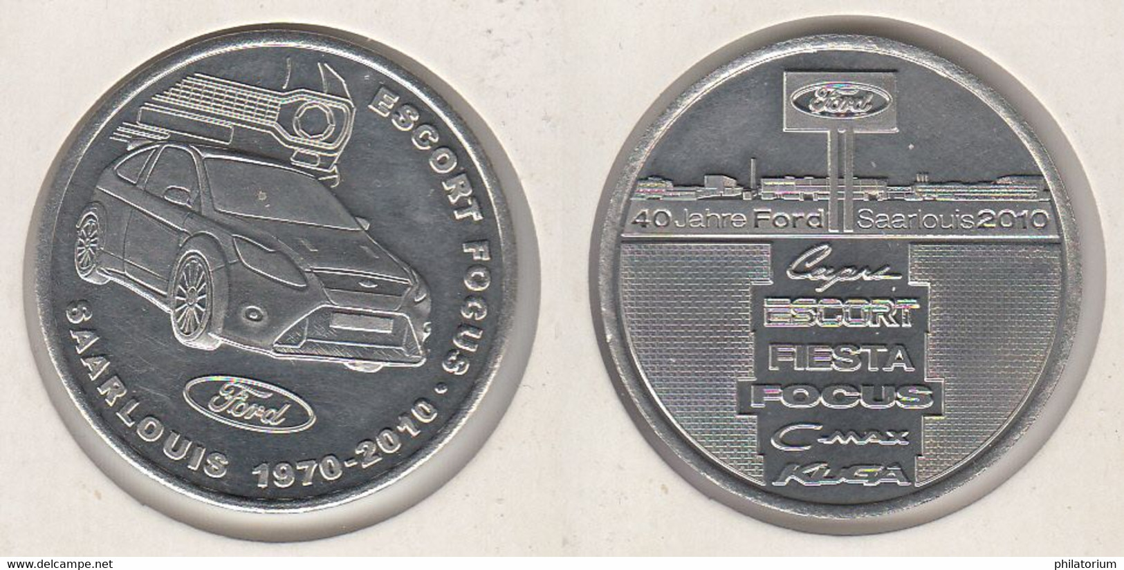 ALLEMAGNE  SAARLOUIS 1970 2010 FORD Lancement Escort Focus  DEUTSCHLAND  Jeton Médaille Token - Professionali/Di Società