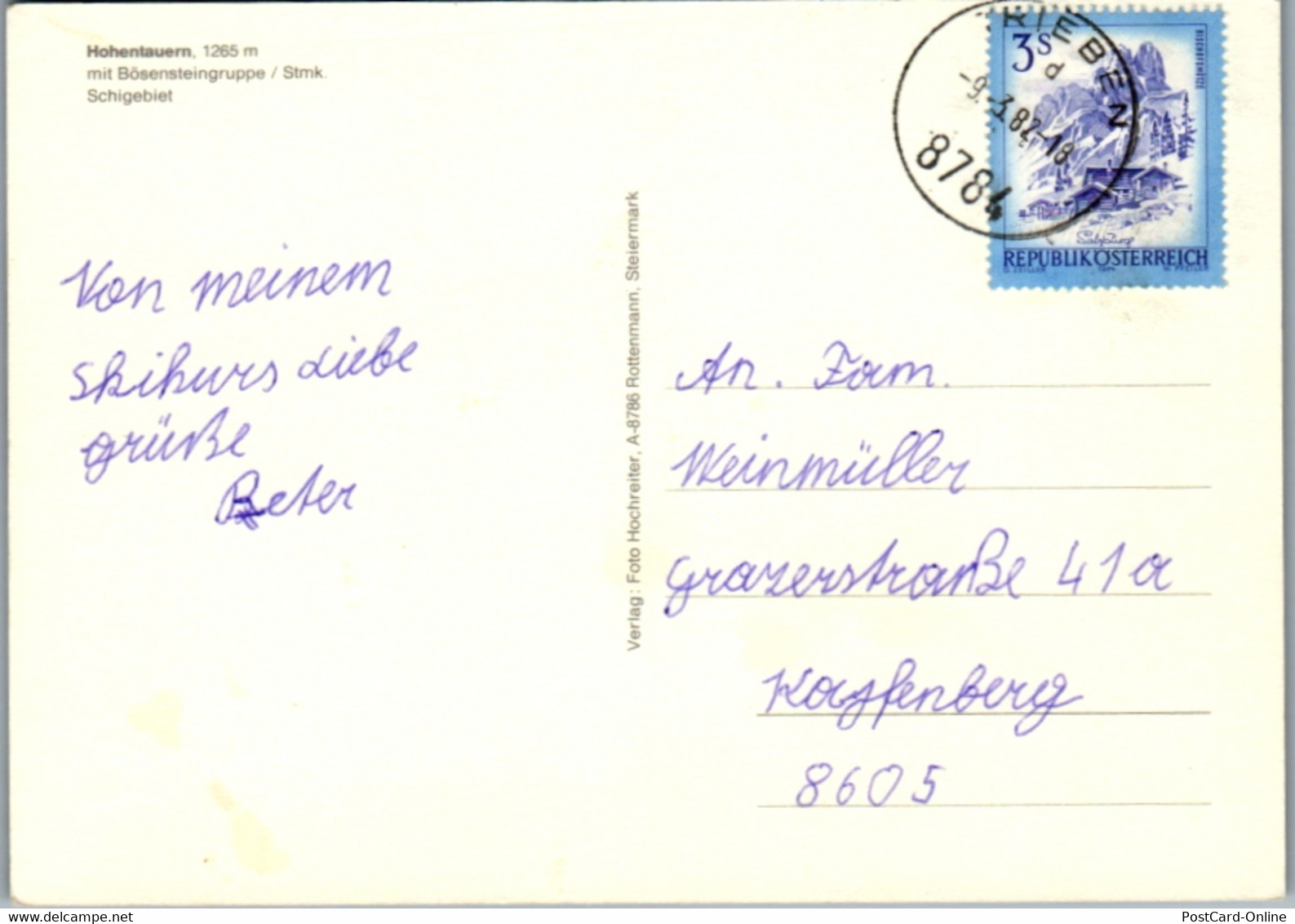 5278  - Steiermark , Hochentauern Mit Bösensteingruppe - Gelaufen 1982 - Judenburg