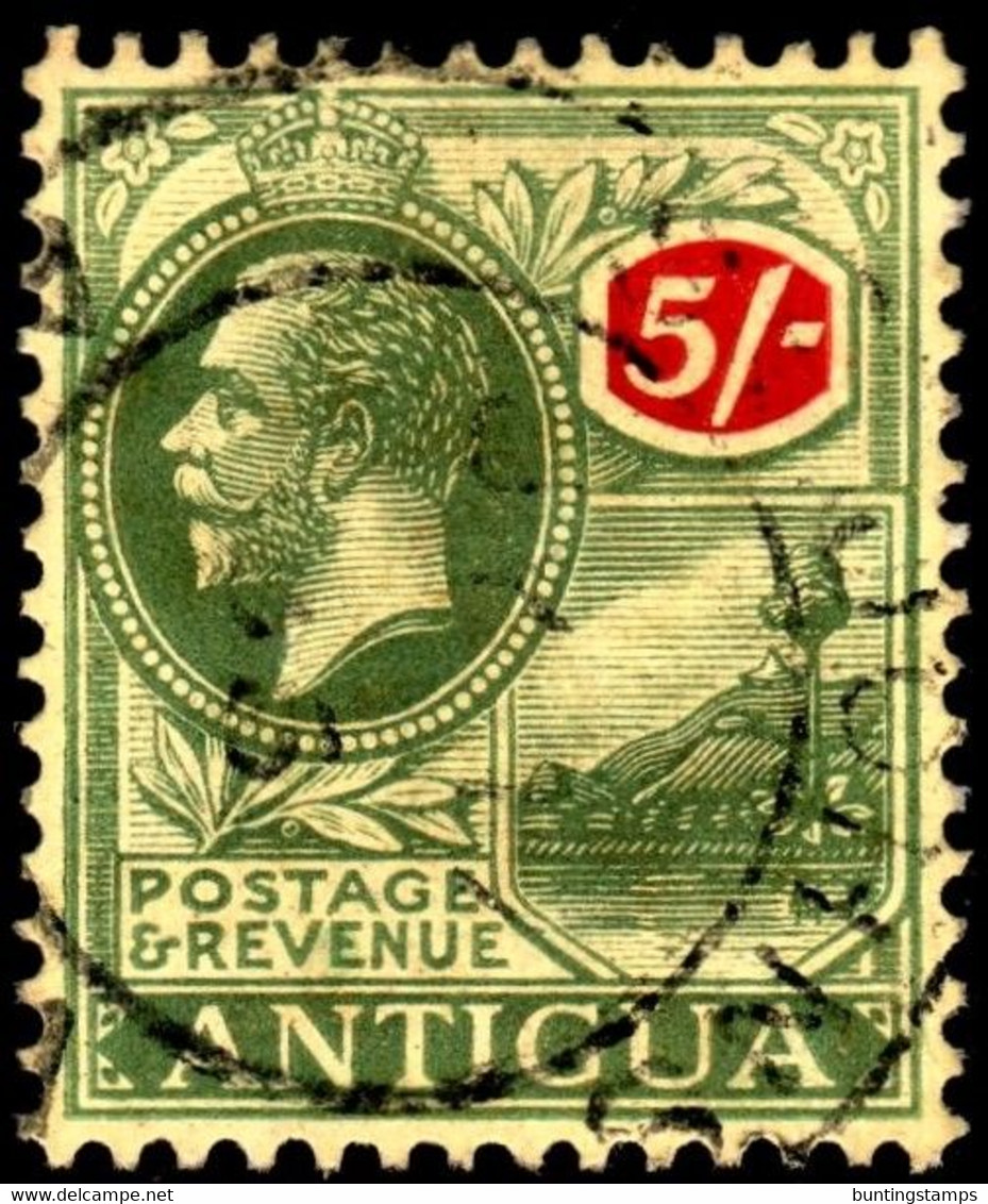 Antigua 1922 SG 60  5/= Green And Red/pale Yellow   Wmk Mult Crown CA    Perf 14   Used Cds Cancel - 1858-1960 Kronenkolonie