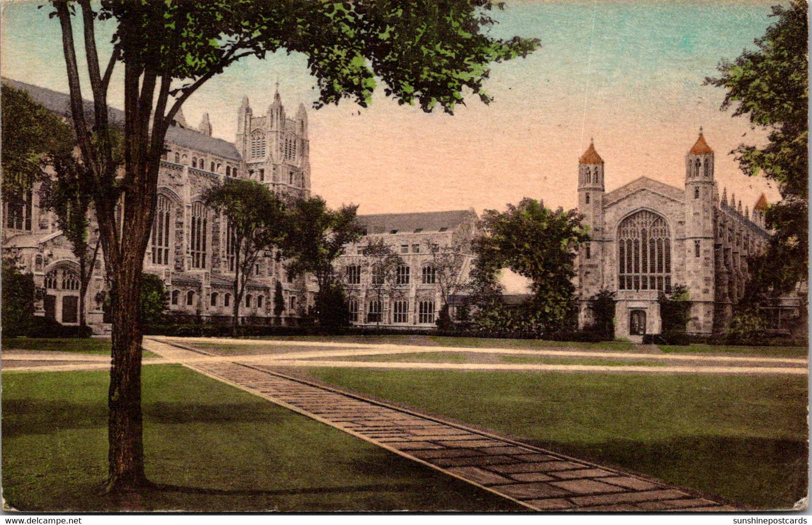 Michigan Ann Arbor The Law Quadrangle University Of Michigan Handcolored Albertype - Ann Arbor