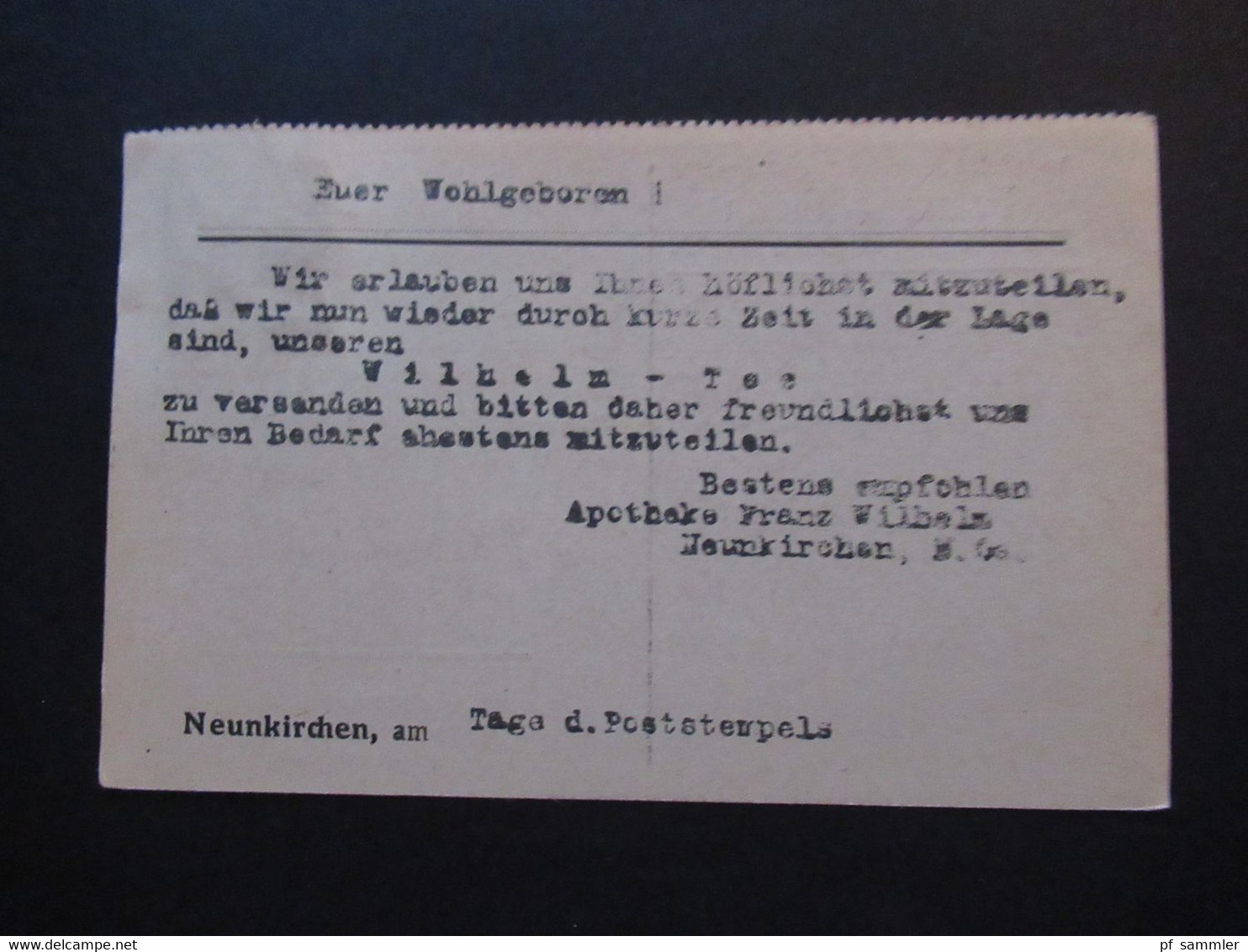 Österreich 1918 Deutsch-Österreich Nr. 228 EF Drucksache Apotheke Zum Heiligen Leopold Franz Wilhelm Neunkirchen N.Ö. - Briefe U. Dokumente