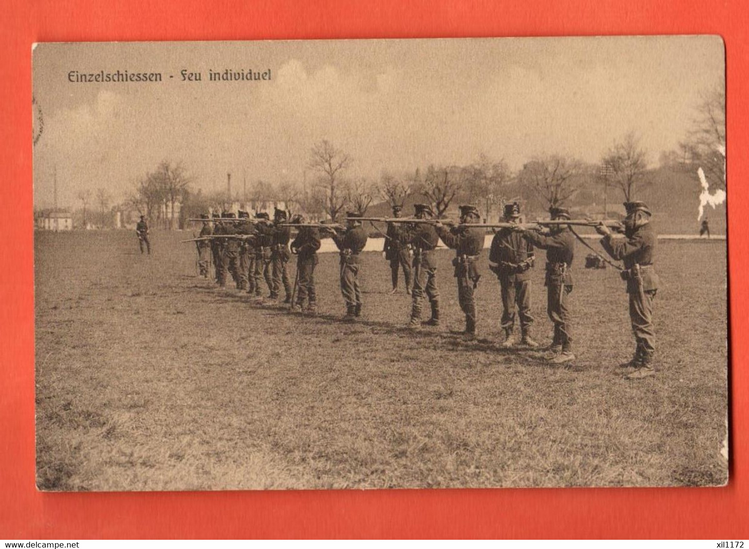 ZIH-15 Militär Militaire, Einzelschiessen Feu Individuel, Place De Tir. Cachet Saint-Imier 1914, Petit Défaut - Saint-Imier 