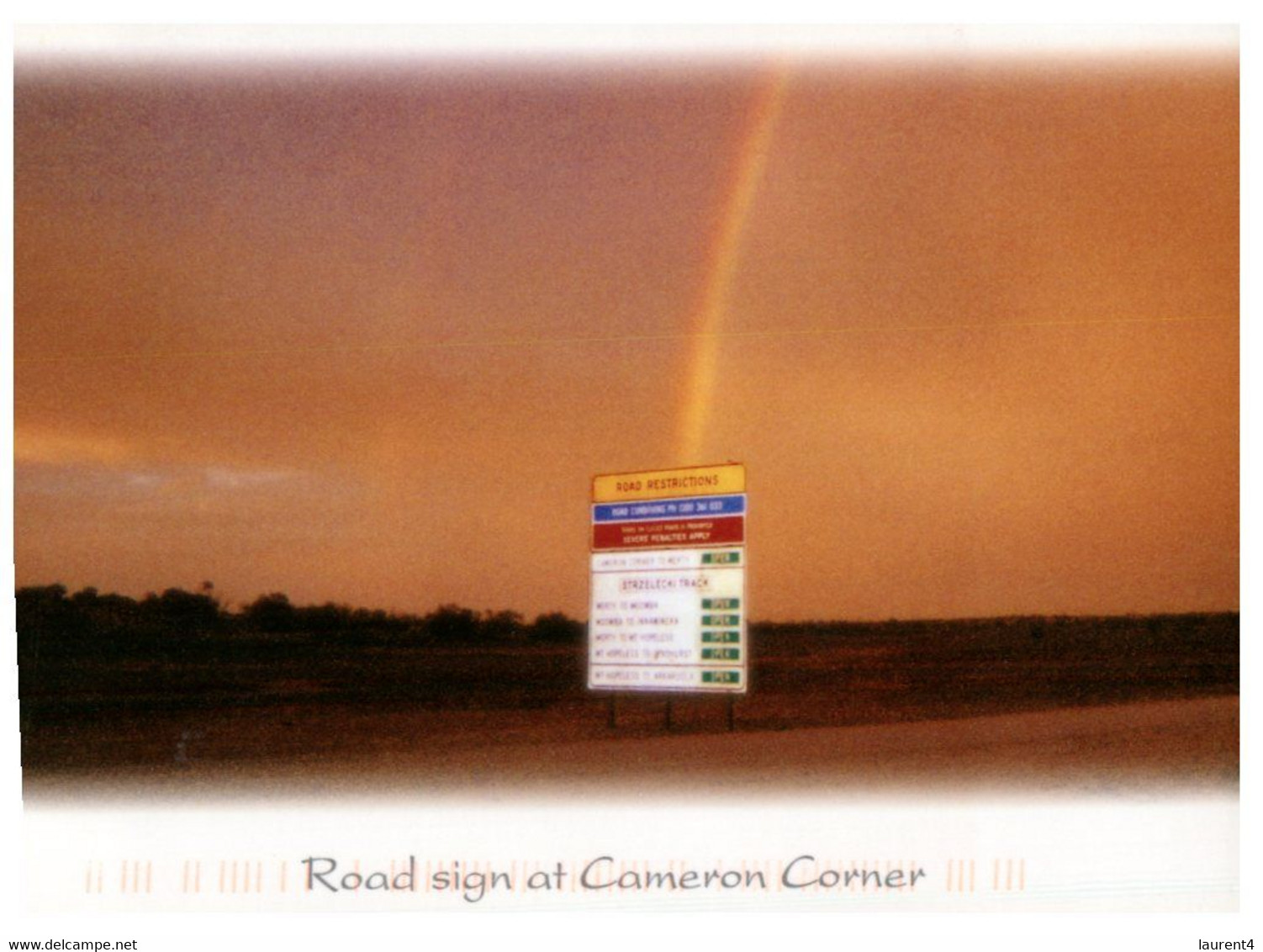 (HH 19) Australia - QLD - Cameron Corner Road Sign  (with Stamp) - Far North Queensland