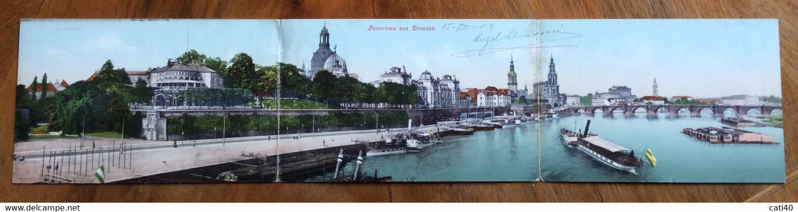 DRESDEN  - VEDUTA GENERALE  PANORAMA CON CARTOLINA TRIPLA - VIAGGIATA IN DATA 15/7/1904 - Dinklage