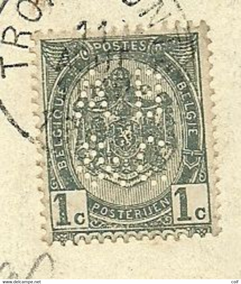 53 Op Kaart Stempel TROIS-PONTS, Met Firmaperforatie (perfin) " A.B.&C. " - 1863-09