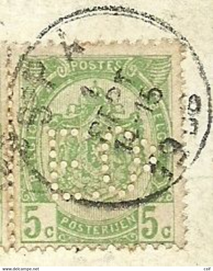 83 Op Kaart Stempel SPA , Met Firmaperforatie (perfin) " E.D. " - 1863-09