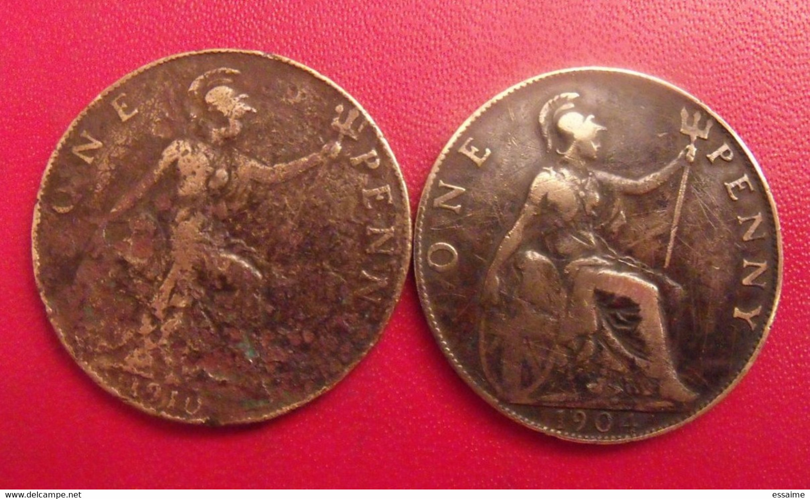 Grande-Bretagne.  Lot De 2 Pièces De 1 One Penny 1904 Et 1910. Edouard VII. Edward - Other & Unclassified