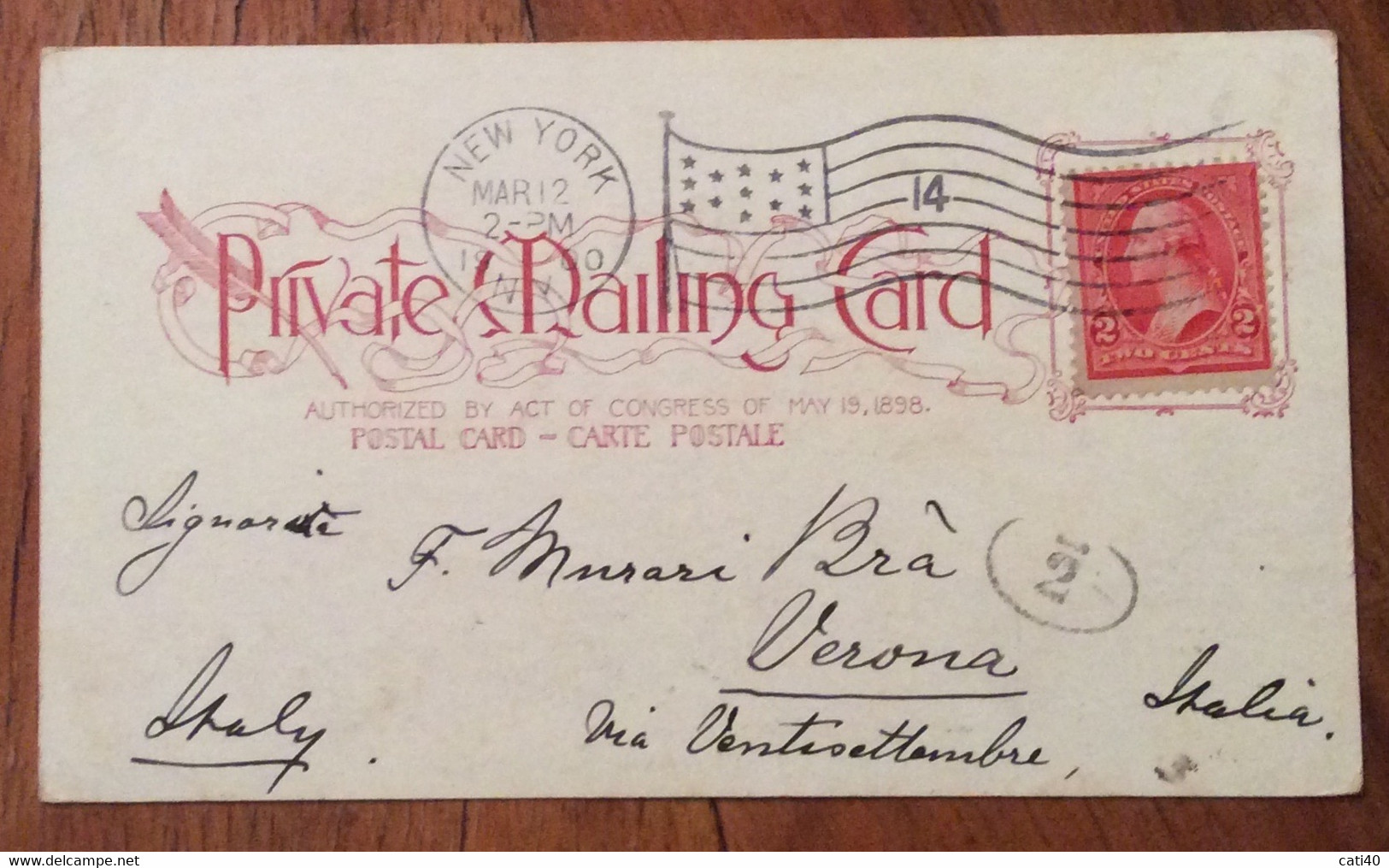 USA - PRIVATE MAILING CARD - BOWERY With ELEVATED R.R.NEW YORK   - POST CARD TO VERONA ITALY 12 MAR 1900 - Fall River