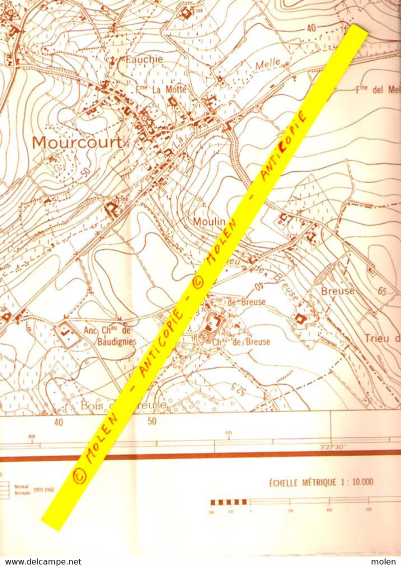 Etat en 1960 CELLES-LEZ-TOURNAI CARTE D ETAT MAJOR MOLENBAIX VELAINES POPUELLES MELLES QUARTES MOURCOURT BIZENCOURT S348