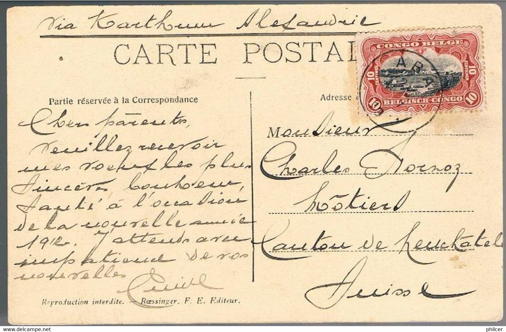 Congo Belge, 1909, For Neuchatel - Lettres & Documents