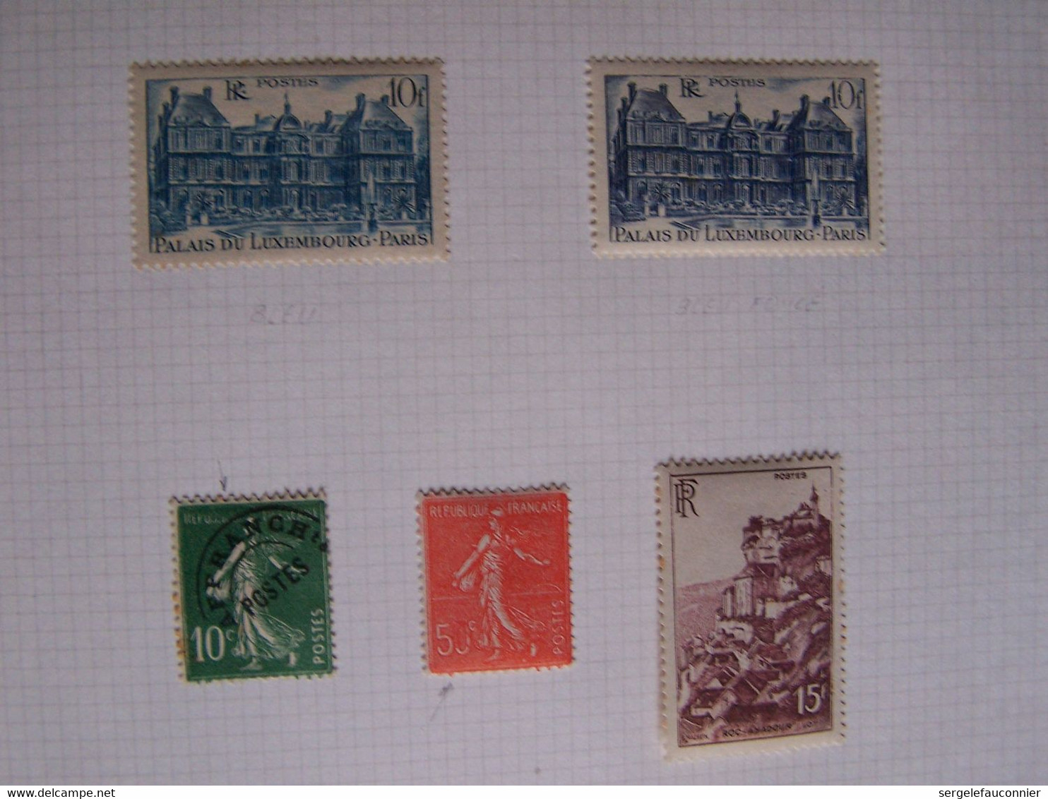 FRANCE 1946 Feuille 12 Timbres Sur Charnière (10 Neufs-2 Oblitérés) 4 PASTEUR Avec Spécificités Ainsi Que Semeuse Verte - Sonstige & Ohne Zuordnung