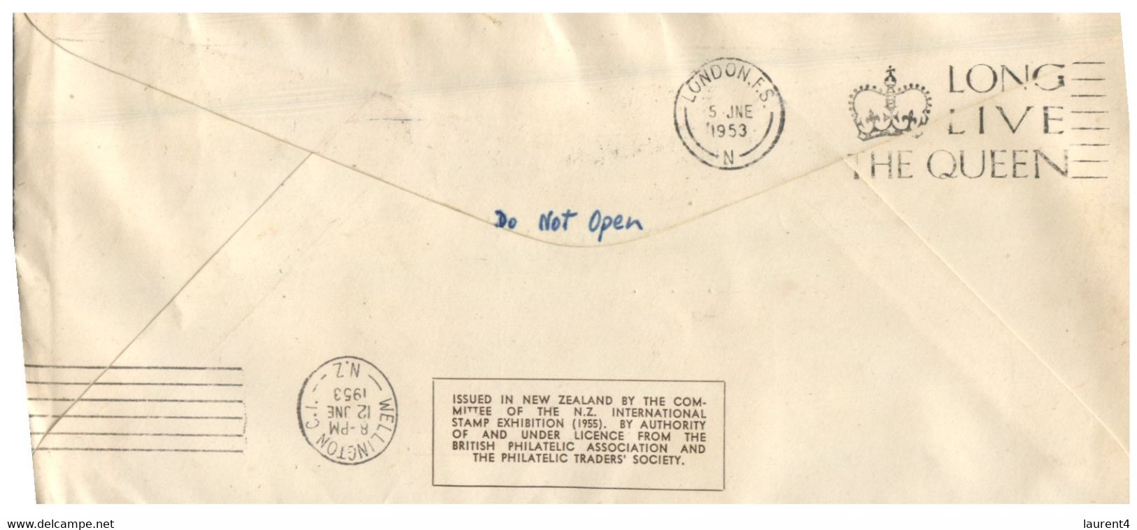 (HH 22) New Zealand To Hamilton Via London - FDC Cover - Queen Elizabeth II Coronation Set Of Stamps - Storia Postale