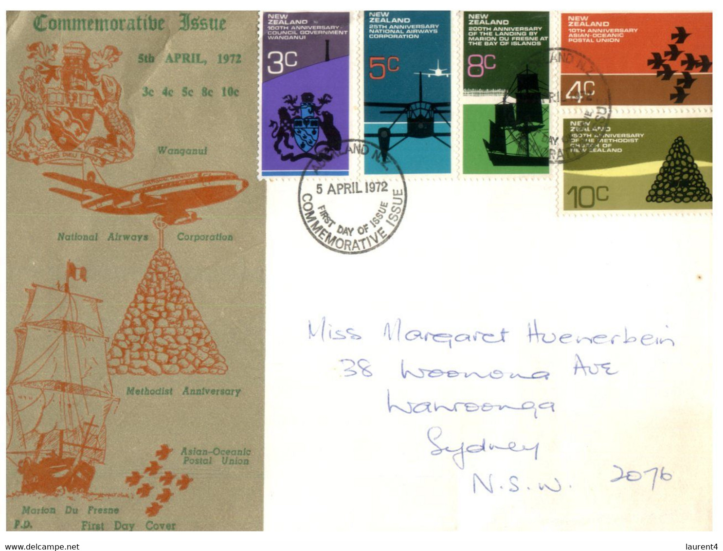 (HH 22) New Zealand FDC Cover - Commemorative Issues 1972 (posted To Sydney) - Lettres & Documents