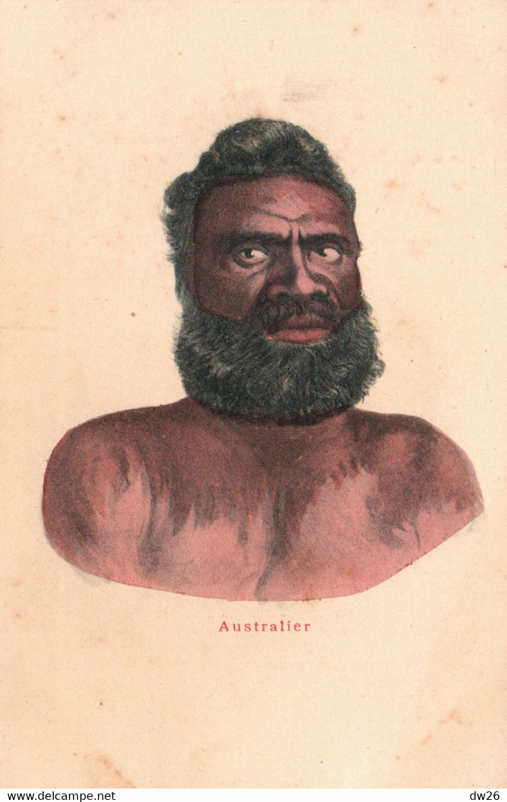 Portrait Homme D'Australie: Australier, Aborigène Australien - Illustration Non Signée, Carte Dos Simple Non Circulée - Oceania