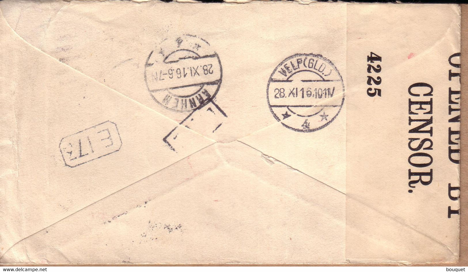 ETATS UNIS , PAYS BAS -  LETTRE UNITED POSTAGE 5 CENTS D' ORANGE CITY , IOWA POUR VELP + OPENED BY CENSOR - 1918 - Briefe U. Dokumente