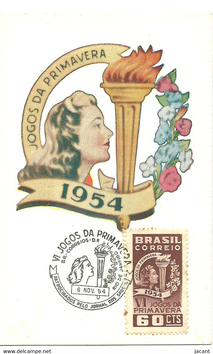 Carte Maximum - Brasil Bresil - Desporto Sports Jogos Da Primavera 1954 Rio De Janeiro - Jeux Spring Games - Cartoline Maximum