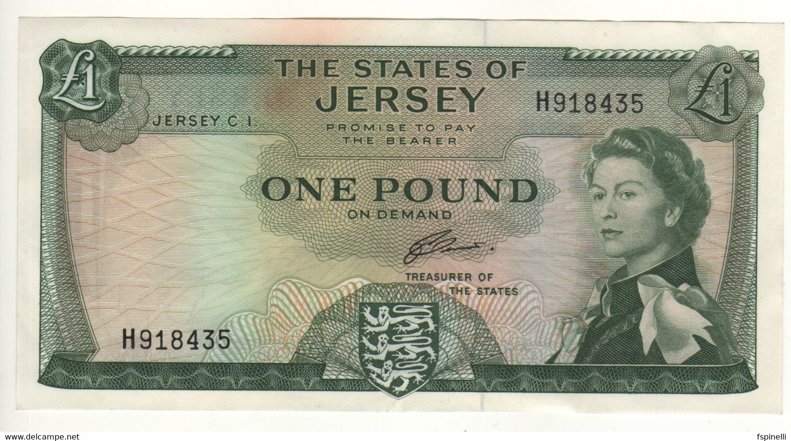 JERSEY   1 Pound   P8b     Queen Elizabeth II - Mont Orgueil Castle  On Back  ND (1963) - Jersey