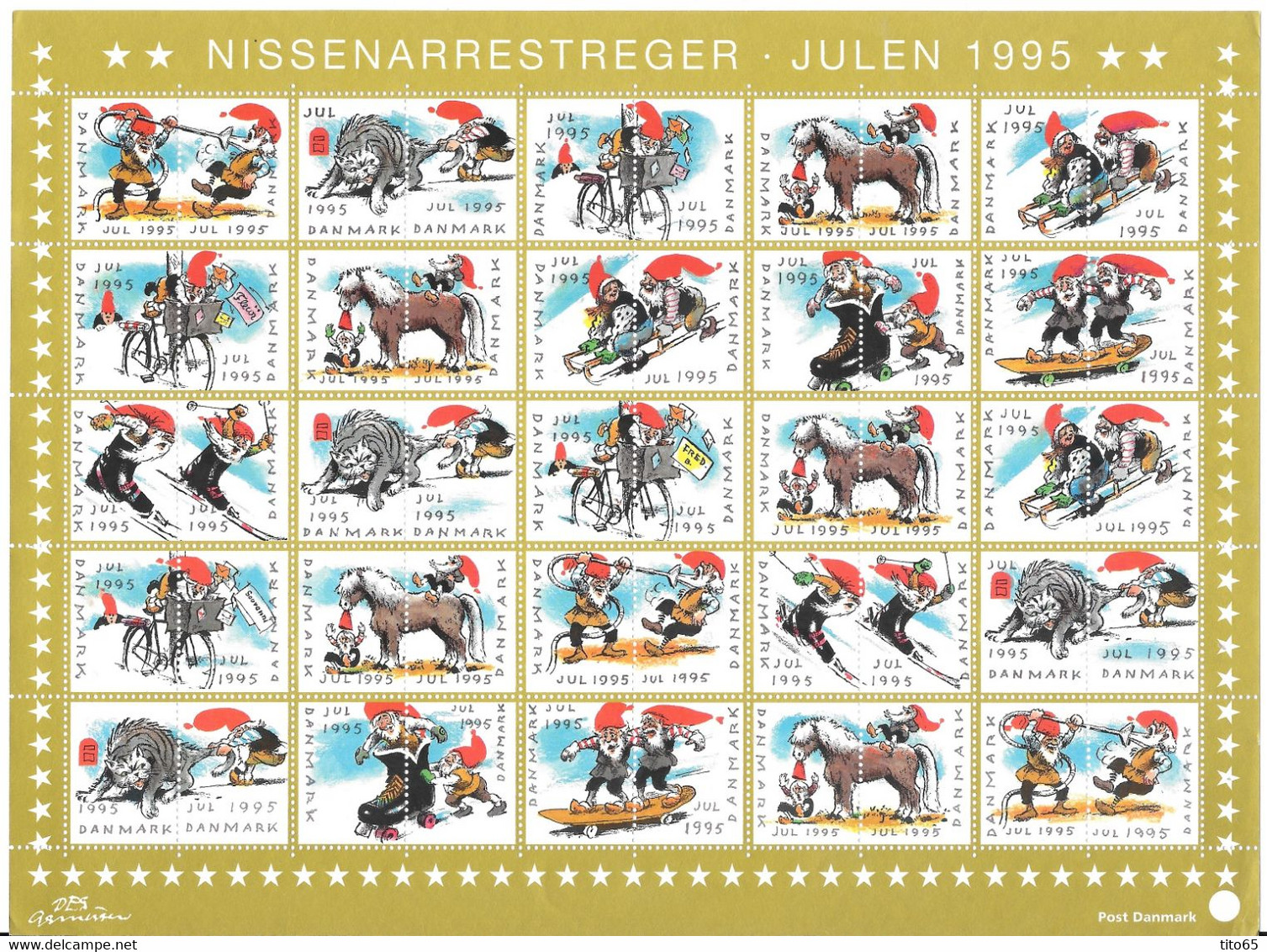 Denmark; Christmas Seals. Full Sheet 1995   MNH** - Hojas Completas