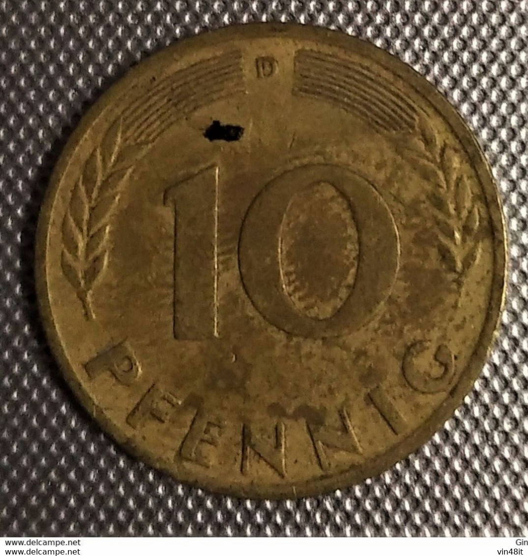 1950 - GERMANIA   -  MONETA DEL VALORE DI :  10  PFENNIG - USATA - 10 Pfennig