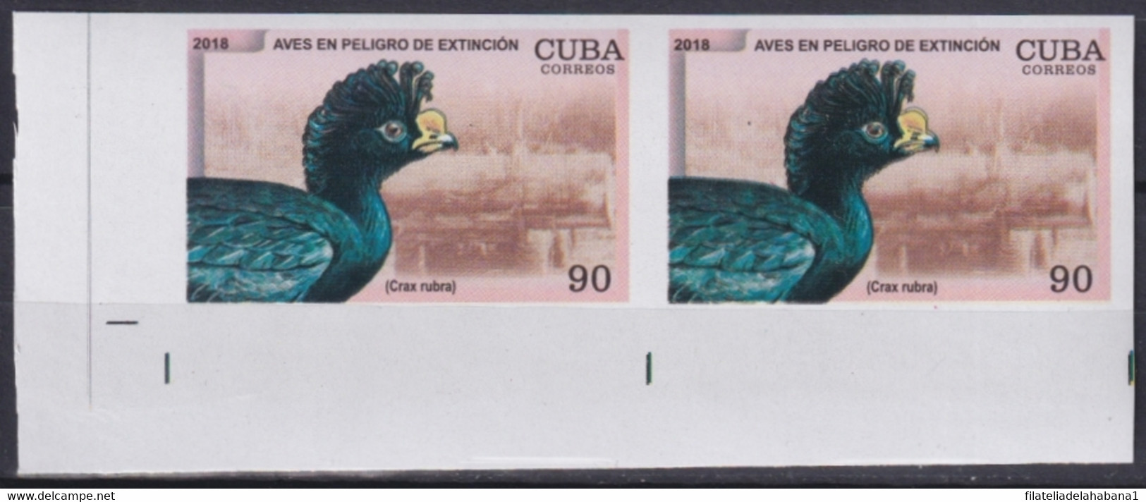 2018.202 CUBA MNH 2018 IMPERFORATED PROOF 90c BIRD ENDANGERED AVES PAJAROS. - Non Dentelés, épreuves & Variétés