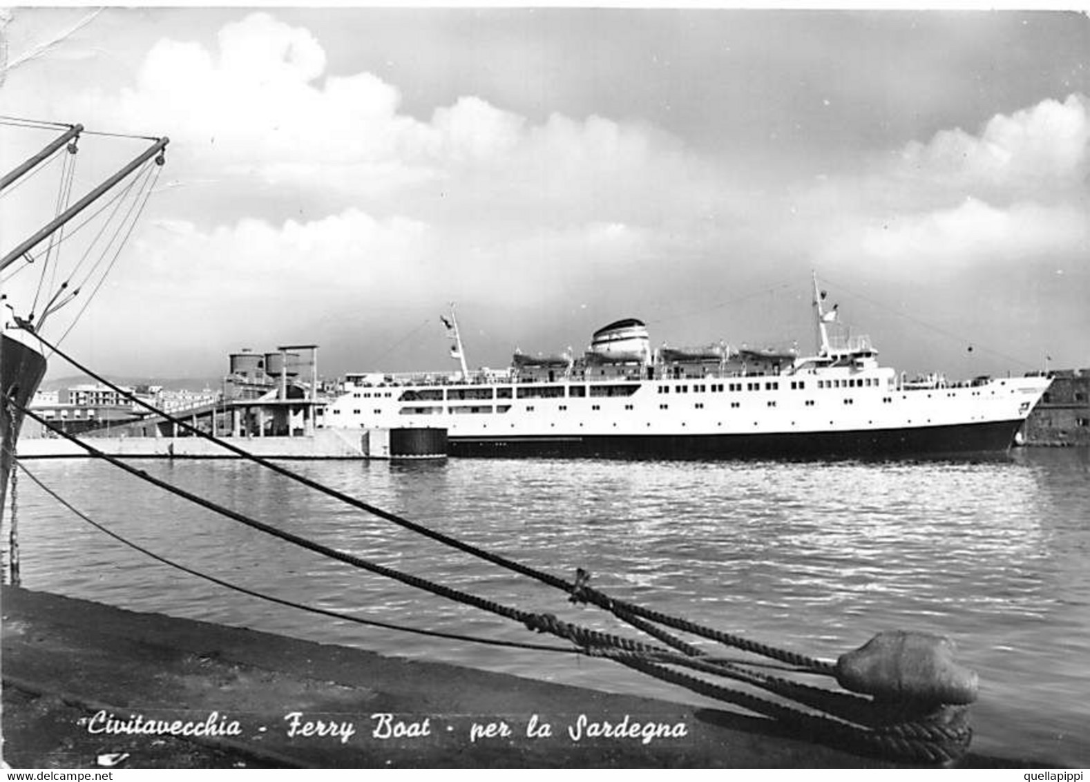 012173 "(RM) CIVITAVECCHIA - FERRY BOAT TYRSUS - PER LA SARDEGNA" ANIMATA, NAVI. VERA FOTO. CART SPED 1962 - Civitavecchia