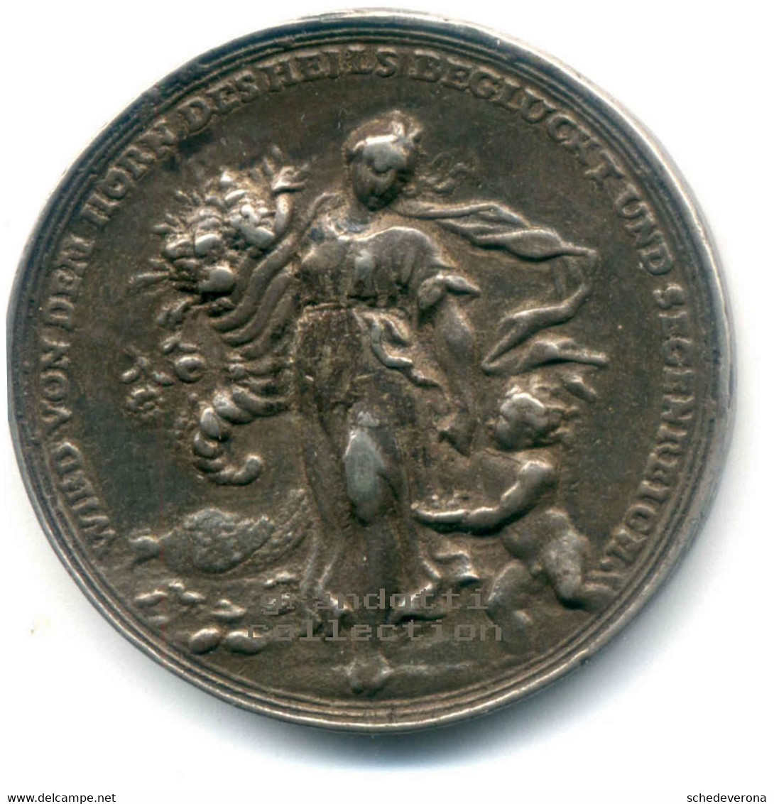 MATRIMONIO GERMANIA 1700 RARA MEDAGLIA PROPIZIATORIA ARGENTO - Royal/Of Nobility