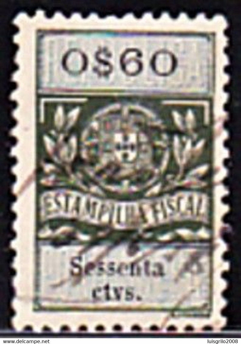 Fiscal/ Revenue, Portugal - Estampilha Fiscal -|- Série De 1929 - 0$60 - Used Stamps