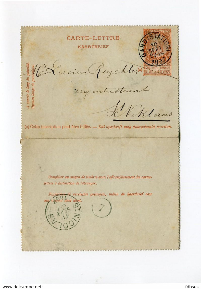 1897 Carte Lettre - Kaartbrief Van GAND STATION Naar St NICOLAS - Naar Lucien Reychler - Variétés/Curios.