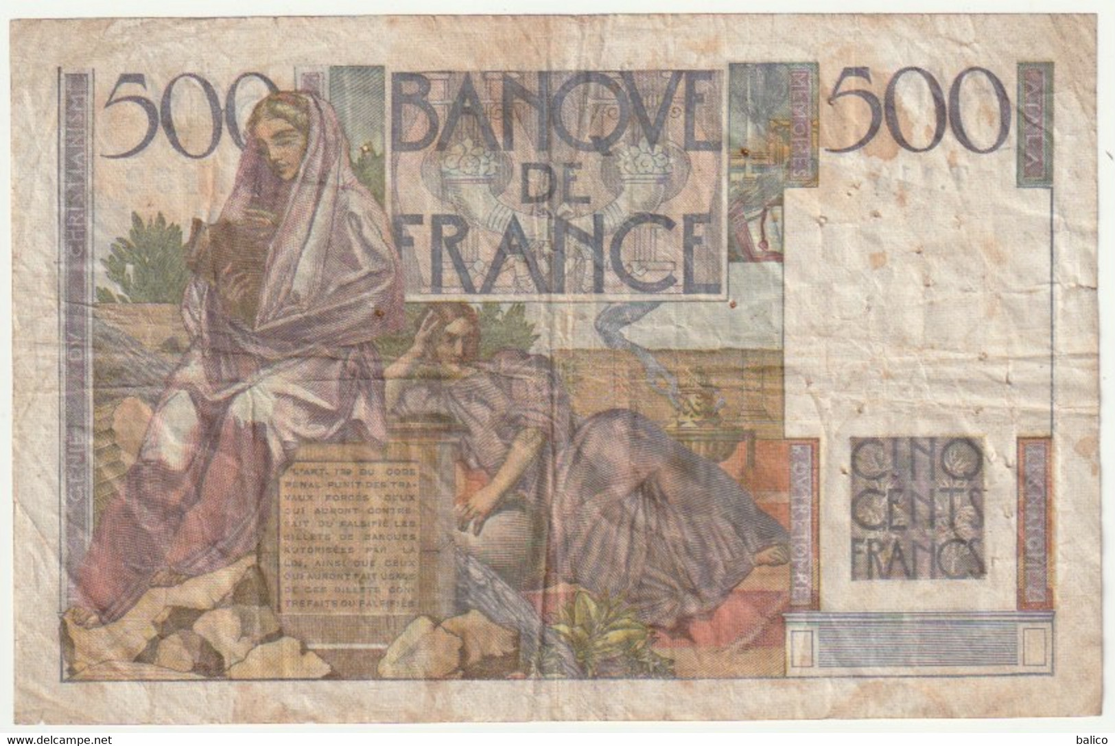 Billet De  500 Francs - Chateaubriand  - 4-9-1952 - N°  81152 T.116 - 500 F 1945-1953 ''Chateaubriand''