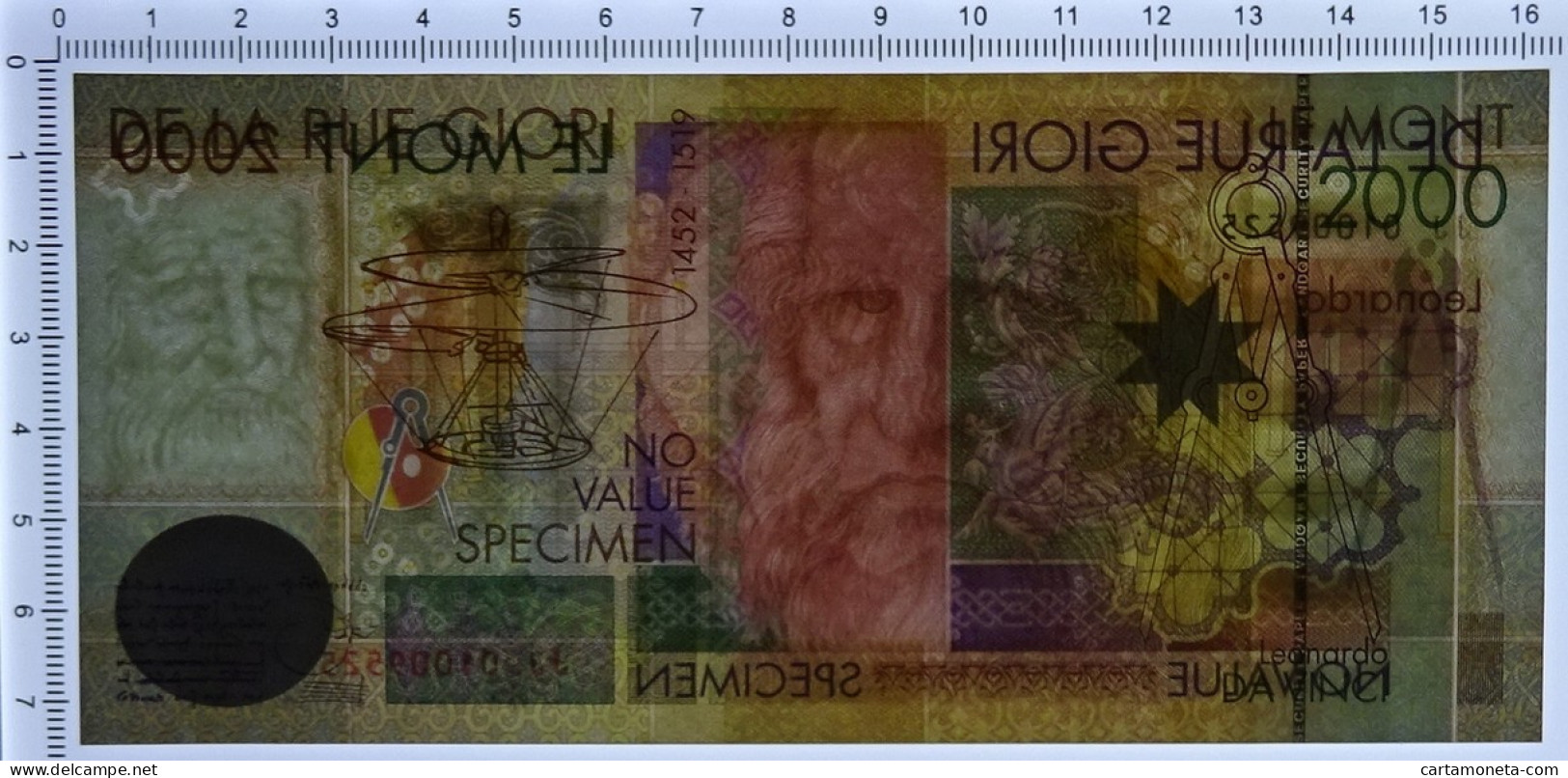 No VALUE CAMPIONE SPECIMEN DE LA RUE LEONARDO DA VINCI 2000 FDS - [ 7] Errors & Varieties