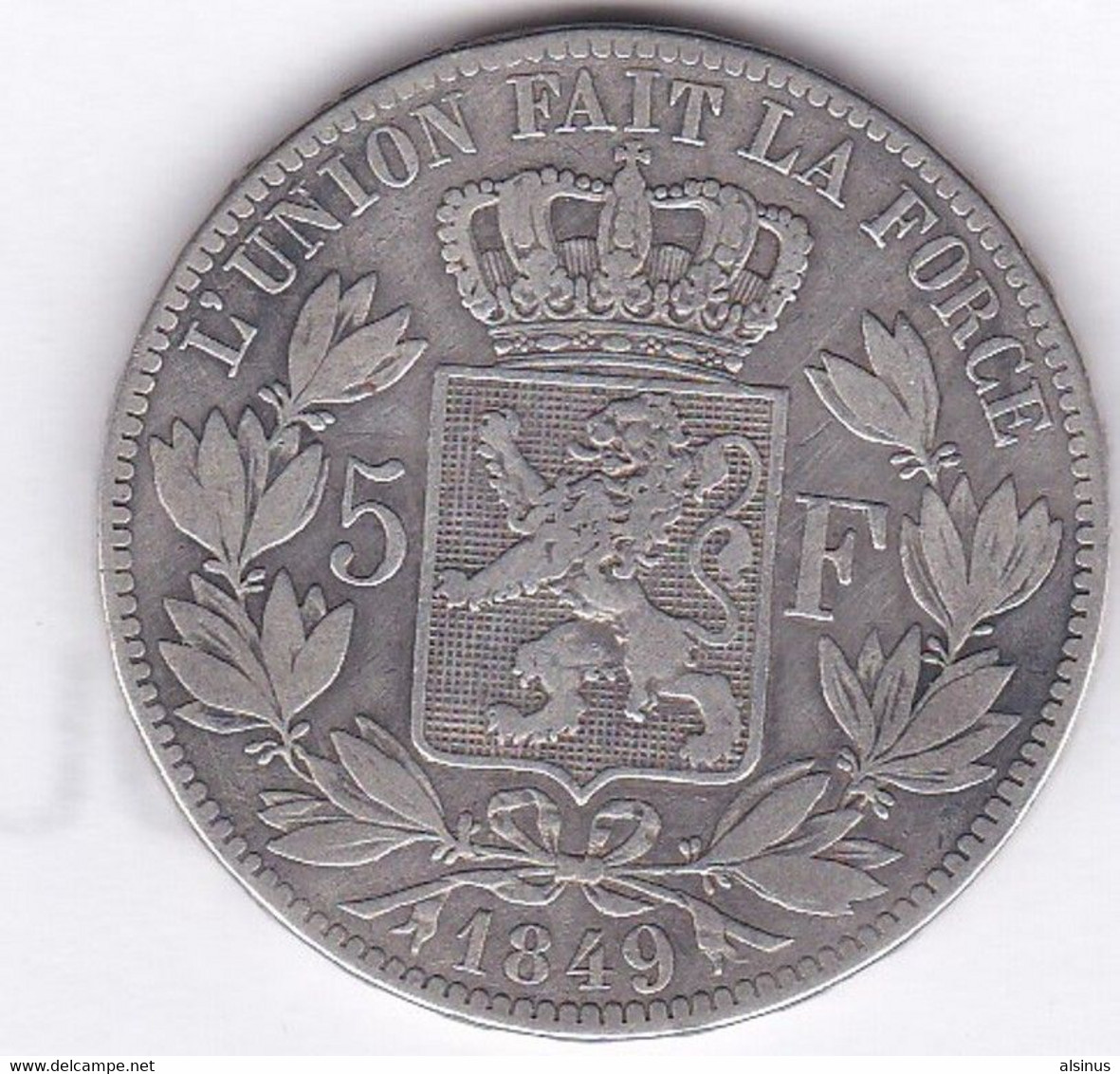 LEOPOLD PREMIER ROI DES BELGES - 5 FR ARGENT - 1849 - TETE NUE - 5 Francs