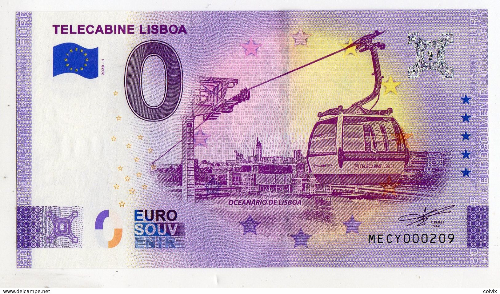 2020-1 BILLET TOURISTIQUE PORTUGAL 0 EURO SOUVENIR N°MECY000209 TELECABINE LISBOA - Private Proofs / Unofficial