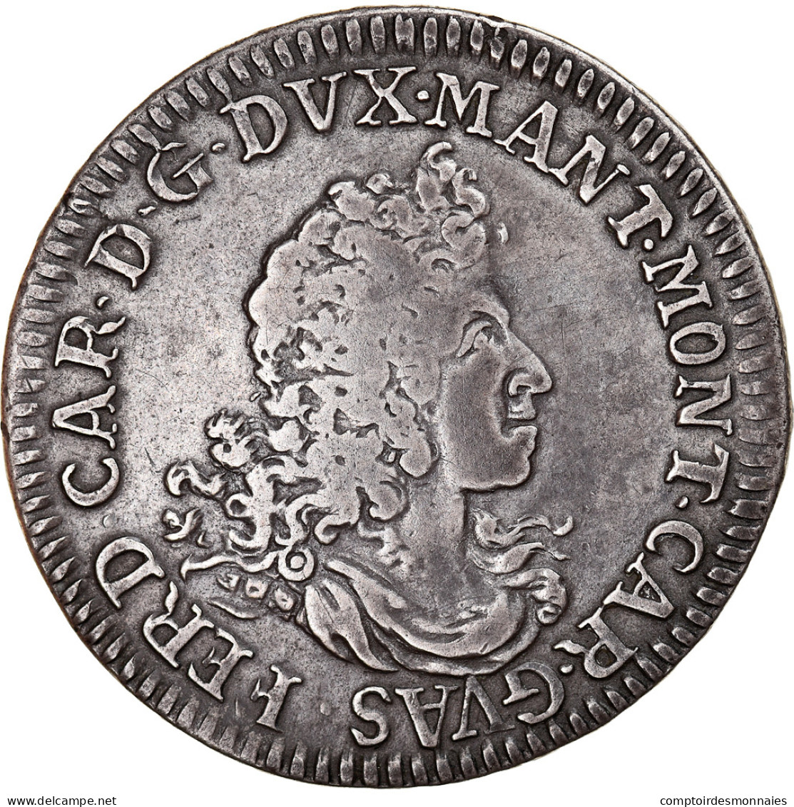 Monnaie, États Italiens, MANTUA, Ferdinando Carlo, 1/2 Scudo, 1702, Mantua - Mantoue