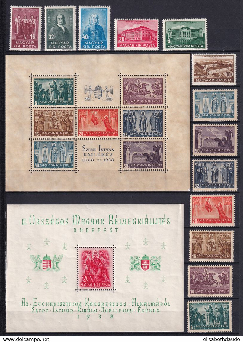 HONGRIE - ANNEE COMPLETE 1938 - YVERT N° 490/518 + BLOCS 2/4 * MLH - COTE = 178 EUR. - 2 PAGES - Volledig Jaar