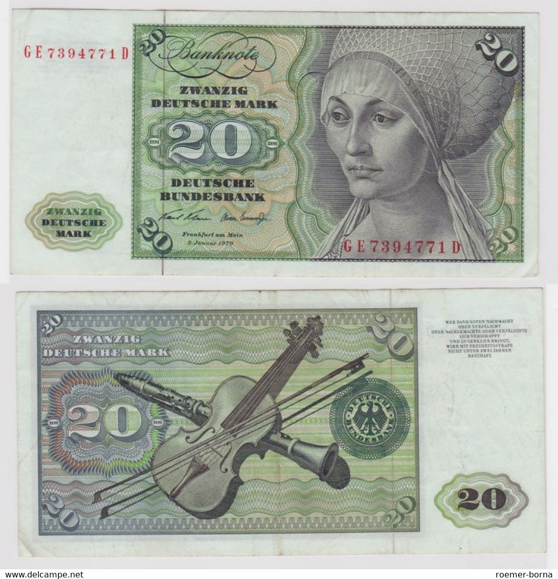 T118650 Banknote 20 DM Deutsche Mark Ro. 271b Schein 2.Jan. 1970 KN GE 7394771 D - 20 Deutsche Mark