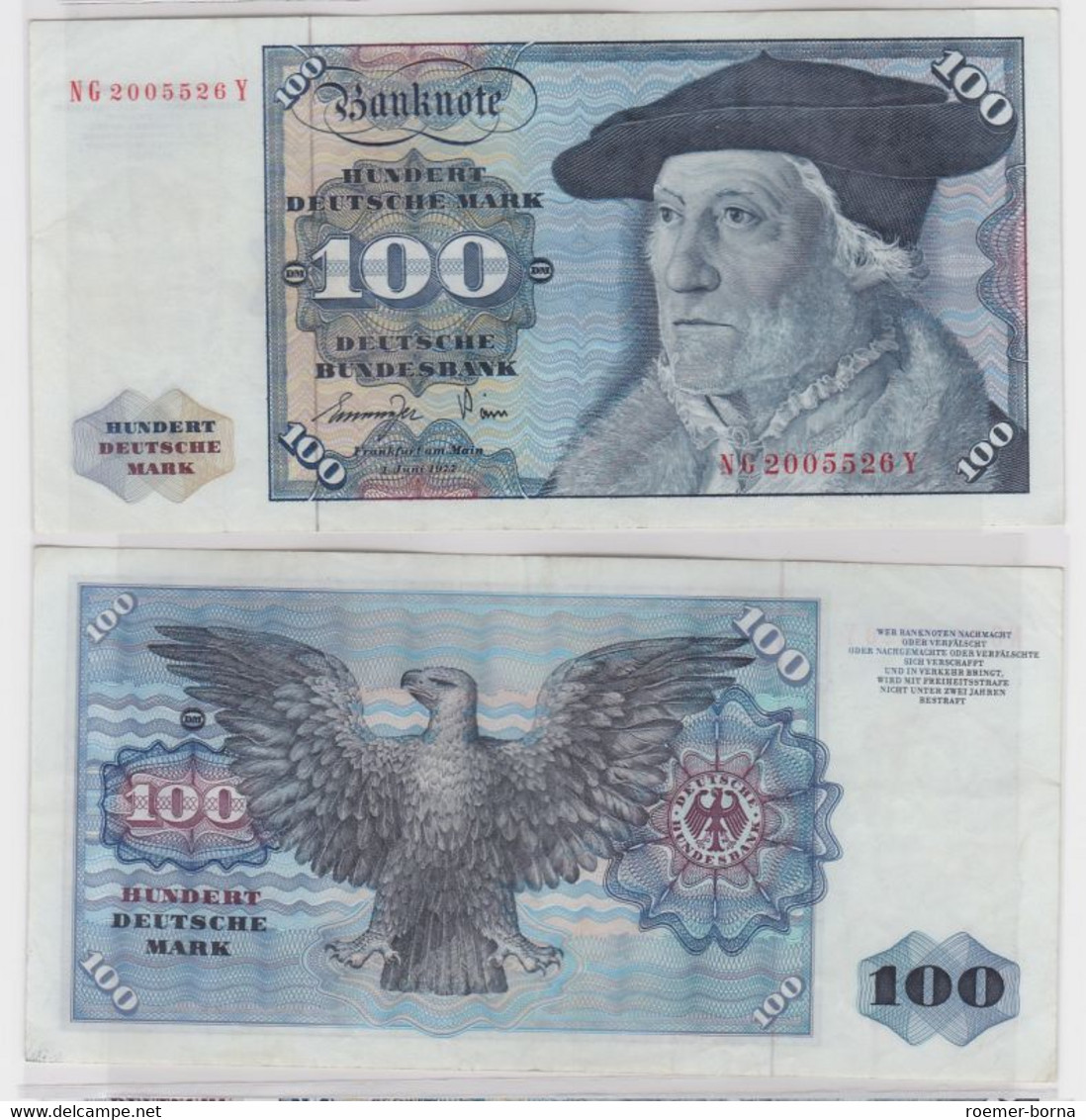 T146058 Banknote 100 DM Deutsche Mark Ro 278a Schein 1.Juni 1977 KN NG 2005526 Y - 100 Deutsche Mark