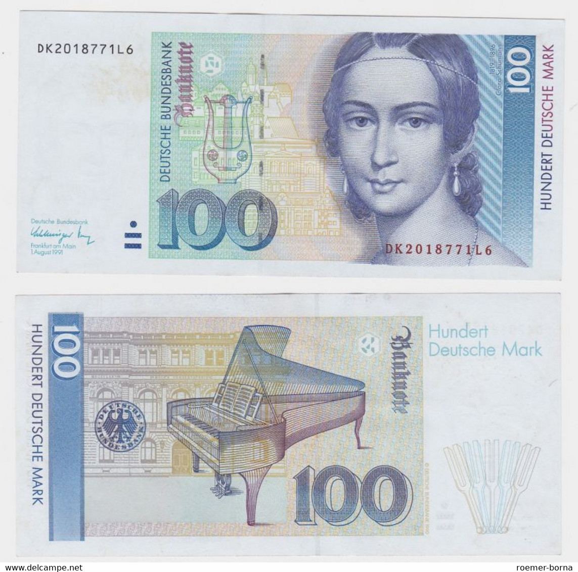 T146102 Banknote 100 DM Deutsche Mark Ro 300a Schein 1.Aug. 1991 KN DK 2018771L6 - 100 Deutsche Mark