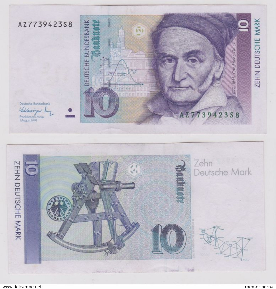 T146571 Banknote 10 DM Deutsche Mark Ro. 297a Schein 1.Aug. 1991 KN AZ 7739423S8 - 10 Deutsche Mark