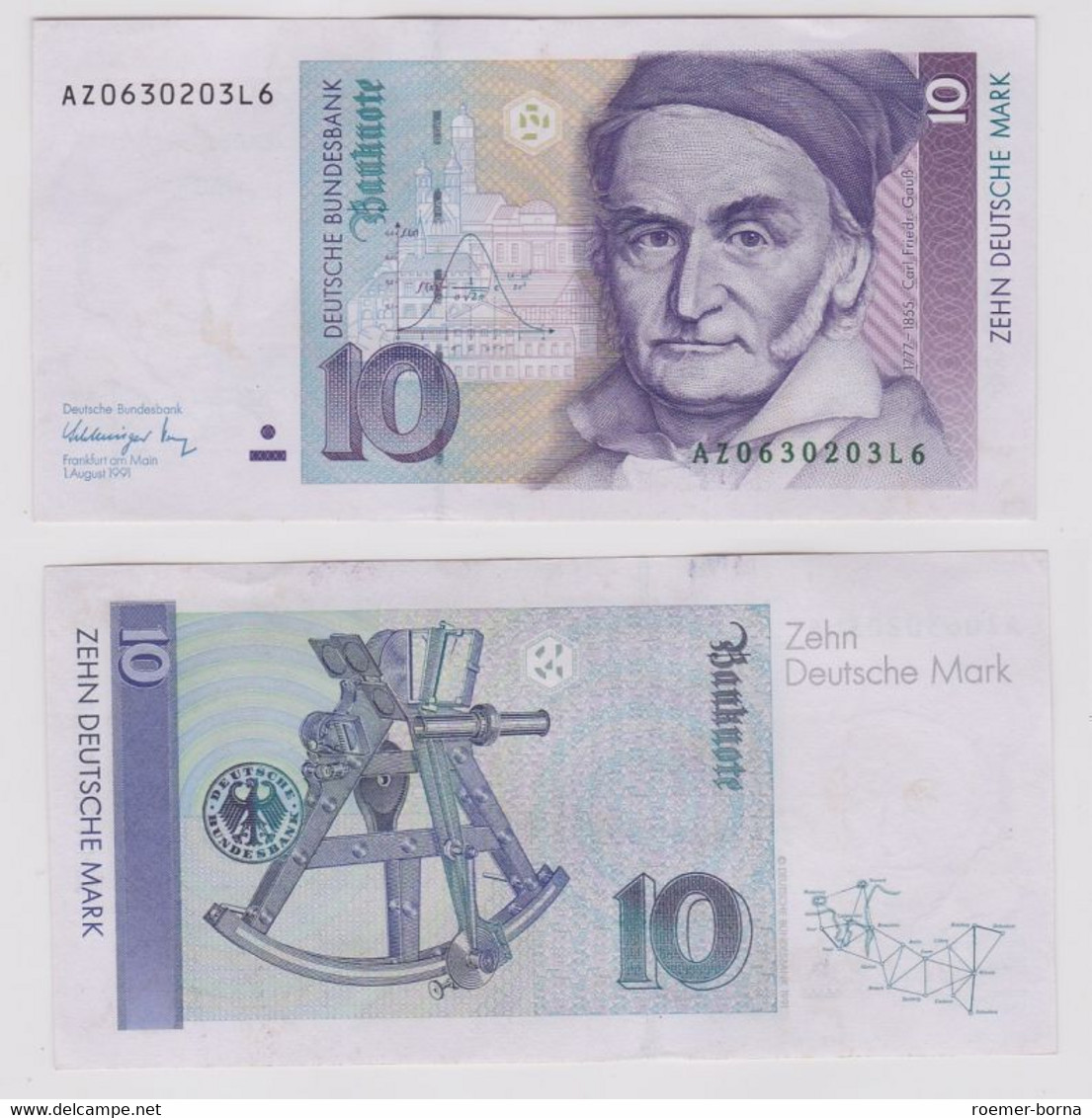 T146597 Banknote 10 DM Deutsche Mark Ro. 297a Schein 1.Aug. 1991 KN AZ 0630203L6 - 10 Deutsche Mark